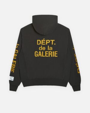 Felpa con cappuccio Gallery Dept. Dépt de la Galerie nero e giallo, vista dal retro