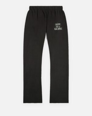 Pantaloni della tuta Logan Gallery Dept. neri a gamba dritta con piccolo logo bianco sulla coscia